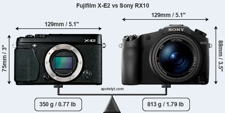 Size Fujifilm X-E2 vs Sony RX10