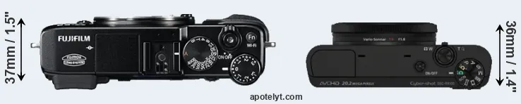 Compare X-E2 versus RX100 top