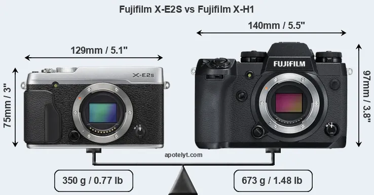 Size Fujifilm X-E2S vs Fujifilm X-H1