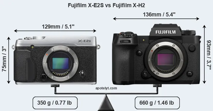 Size Fujifilm X-E2S vs Fujifilm X-H2
