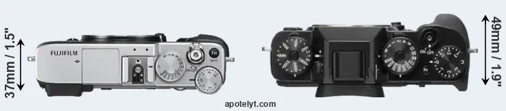 Compare X-E2S versus X-T2 top