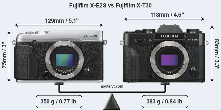 Size Fujifilm X-E2S vs Fujifilm X-T30