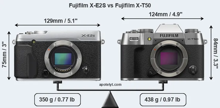 Size Fujifilm X-E2S vs Fujifilm X-T50