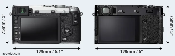 Comparison X-E2S or X100V rear