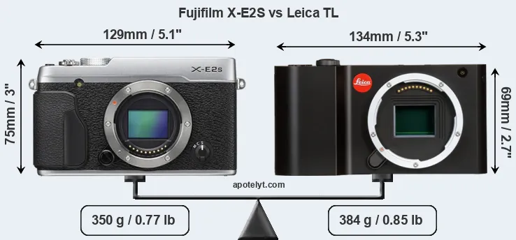 Size Fujifilm X-E2S vs Leica TL