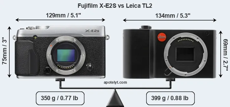Size Fujifilm X-E2S vs Leica TL2