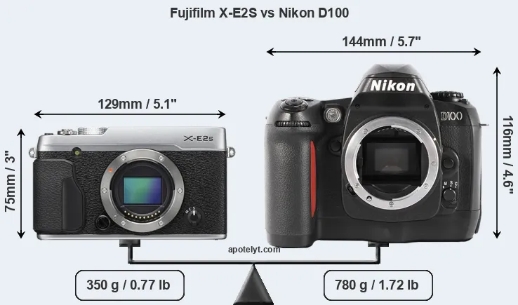 Size Fujifilm X-E2S vs Nikon D100