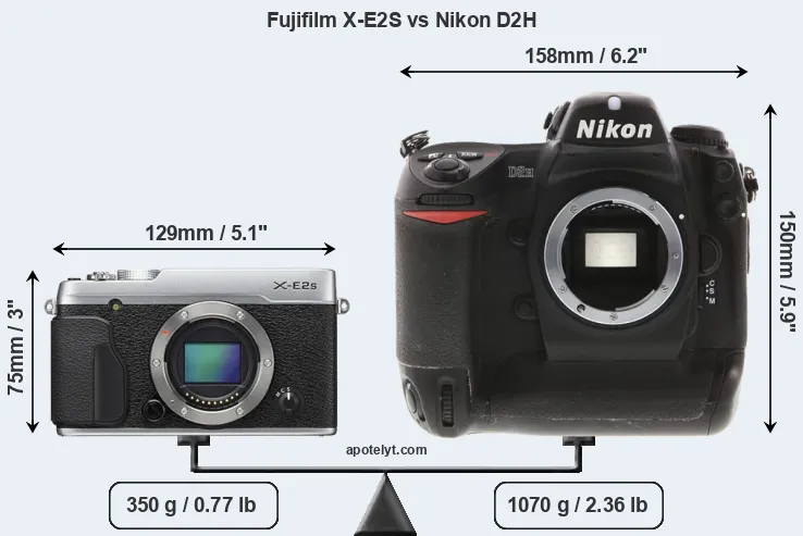 Size Fujifilm X-E2S vs Nikon D2H