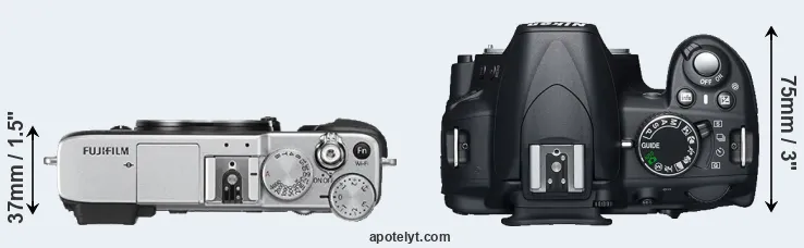 Compare X-E2S versus D3100 top