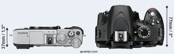 Compare X-E2S versus D3200 top