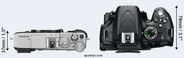 Compare X-E2S versus D5100 top