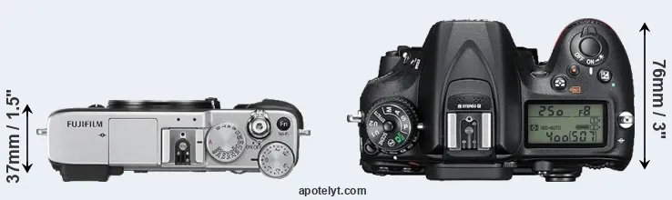 Compare X-E2S versus D7200 top