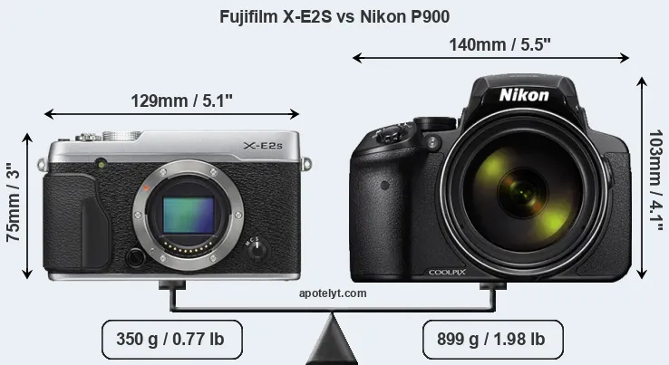 Size Fujifilm X-E2S vs Nikon P900