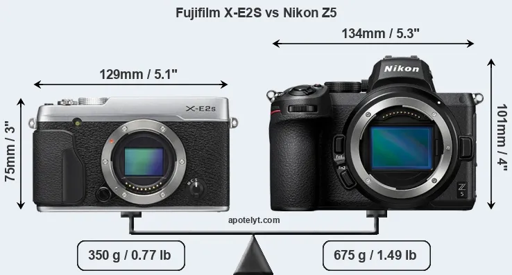 Size Fujifilm X-E2S vs Nikon Z5