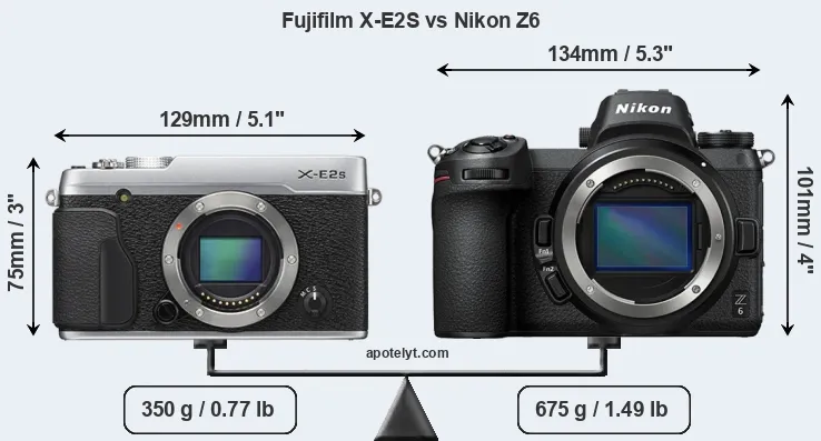 Size Fujifilm X-E2S vs Nikon Z6
