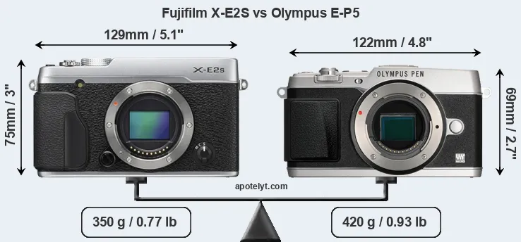 Size Fujifilm X-E2S vs Olympus E-P5
