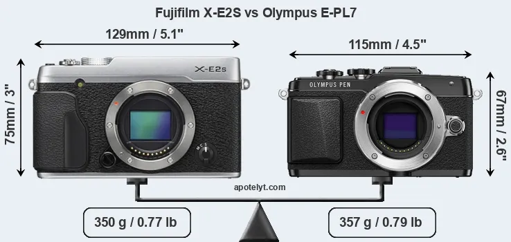 Size Fujifilm X-E2S vs Olympus E-PL7