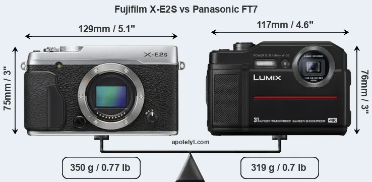 Size Fujifilm X-E2S vs Panasonic FT7