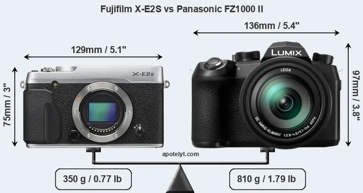 Size Fujifilm X-E2S vs Panasonic FZ1000 II