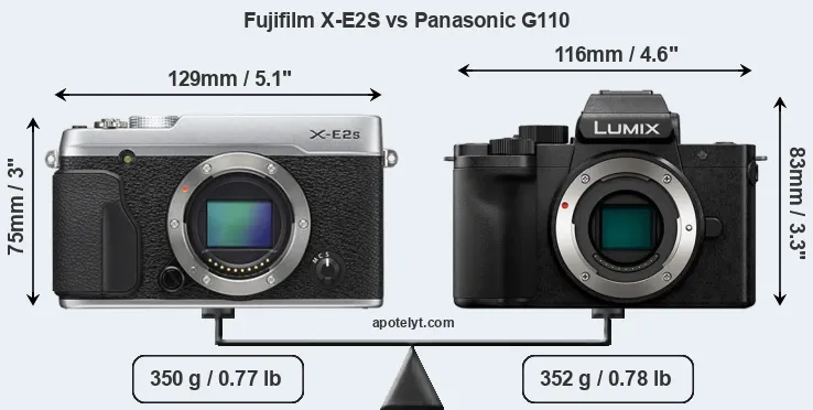 Size Fujifilm X-E2S vs Panasonic G110