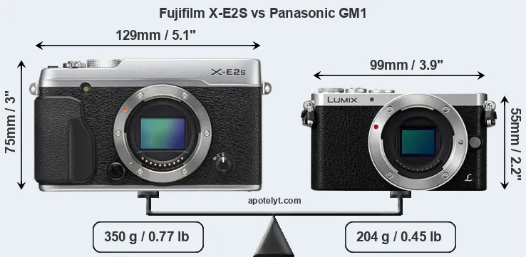 Size Fujifilm X-E2S vs Panasonic GM1