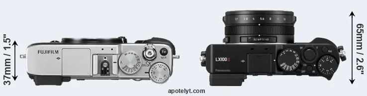 Compare X-E2S versus LX100 II top