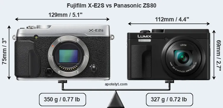 Size Fujifilm X-E2S vs Panasonic ZS80