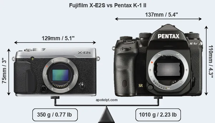 Size Fujifilm X-E2S vs Pentax K-1 II