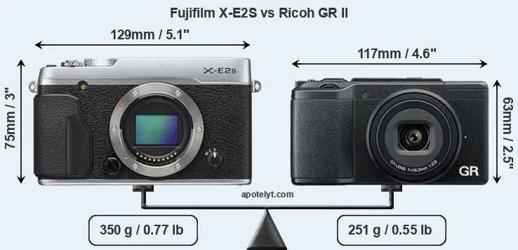 Size Fujifilm X-E2S vs Ricoh GR II