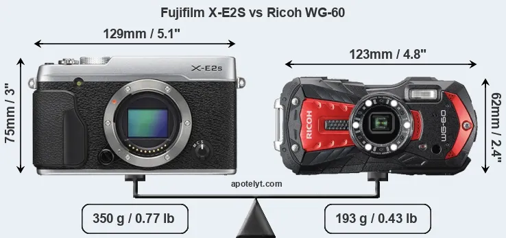 Size Fujifilm X-E2S vs Ricoh WG-60