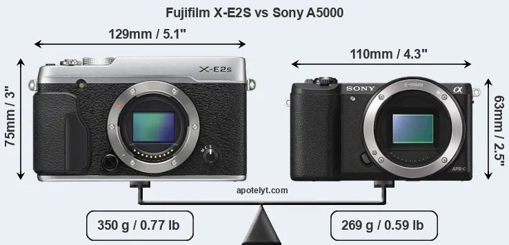 Size Fujifilm X-E2S vs Sony A5000