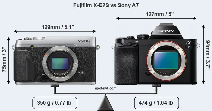Size Fujifilm X-E2S vs Sony A7