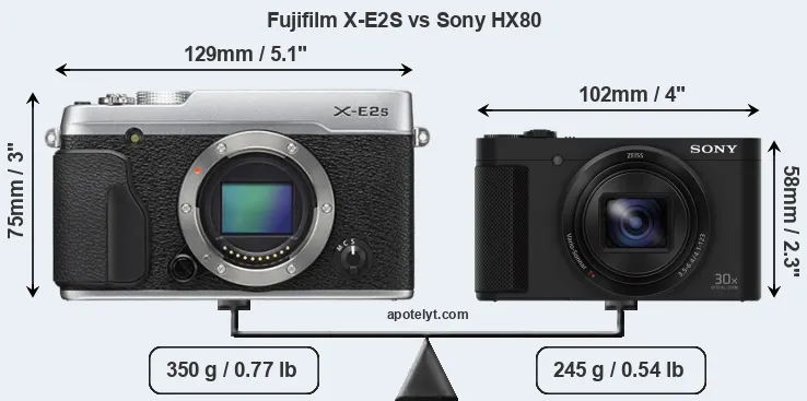 Size Fujifilm X-E2S vs Sony HX80