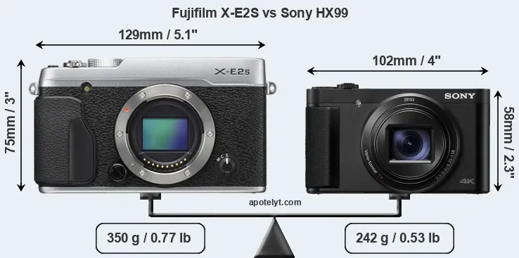 Size Fujifilm X-E2S vs Sony HX99
