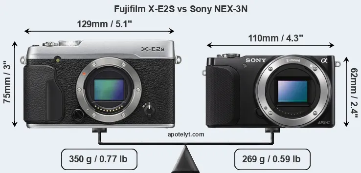 Size Fujifilm X-E2S vs Sony NEX-3N