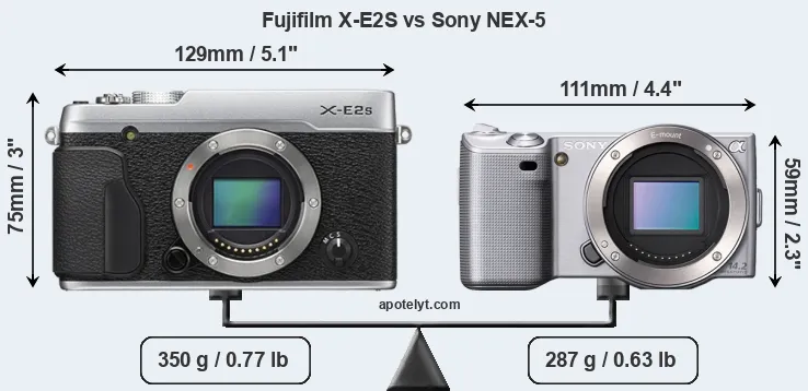 Size Fujifilm X-E2S vs Sony NEX-5