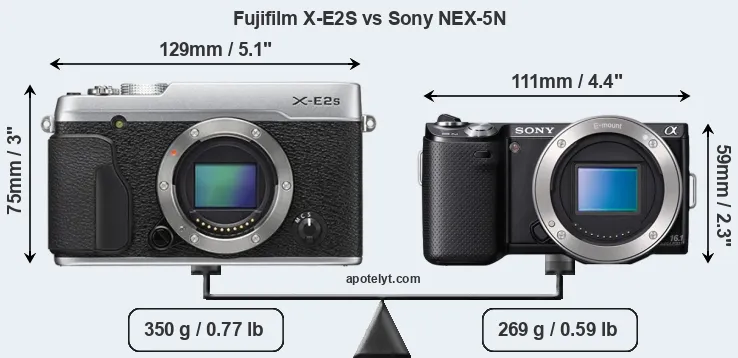 Size Fujifilm X-E2S vs Sony NEX-5N