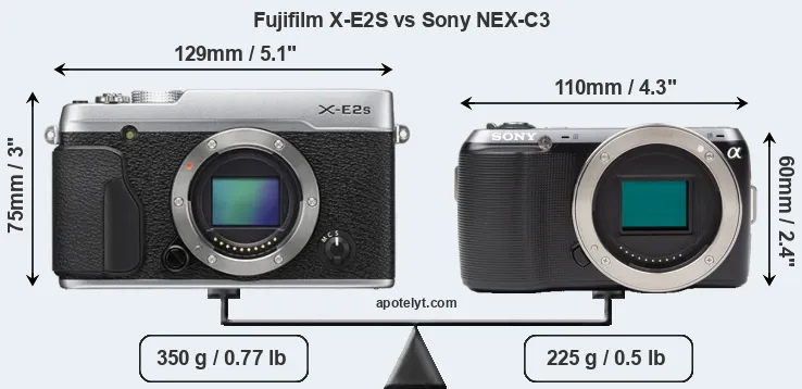 Size Fujifilm X-E2S vs Sony NEX-C3