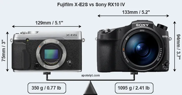 Size Fujifilm X-E2S vs Sony RX10 IV