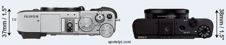 Compare X-E2S versus RX100 II top
