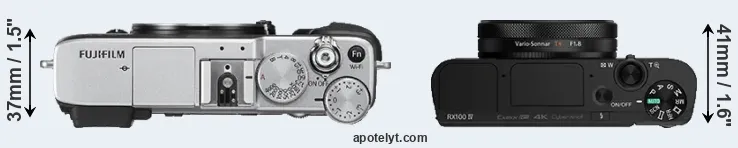 Compare X-E2S versus RX100 IV top