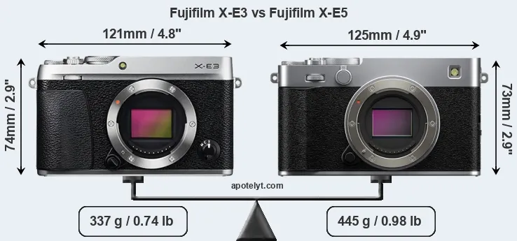 Size Fujifilm X-E3 vs Fujifilm X-E5
