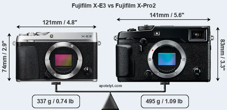 Size Fujifilm X-E3 vs Fujifilm X-Pro2