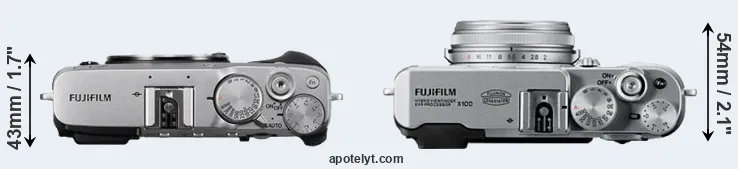 Compare X-E3 versus X100 top