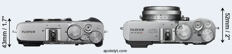 Compare X-E3 versus X100F top
