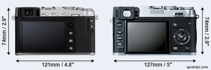 Comparison X-E3 or X100S rear