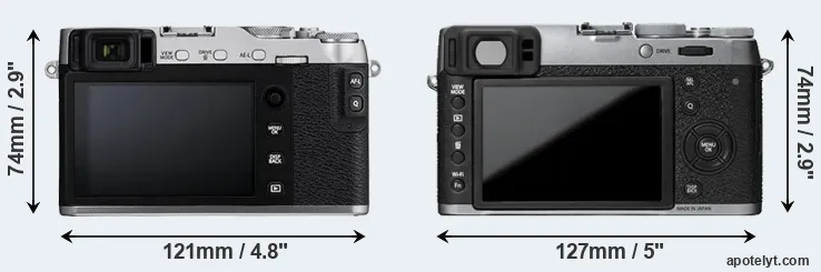 Comparison X-E3 or X100T rear