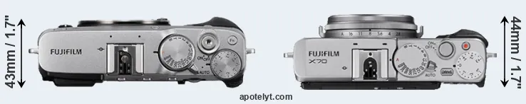 Compare X-E3 versus X70 top