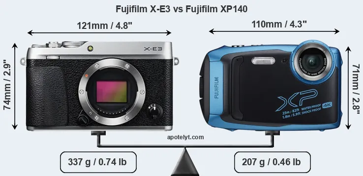 Size Fujifilm X-E3 vs Fujifilm XP140