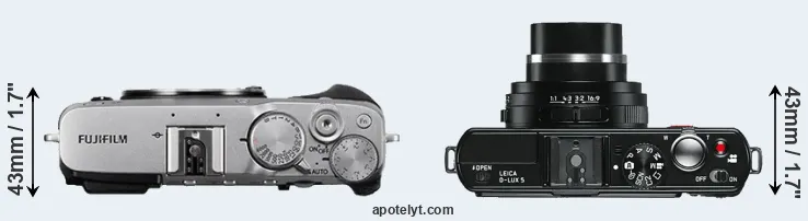 Compare X-E3 versus D-LUX 5 top
